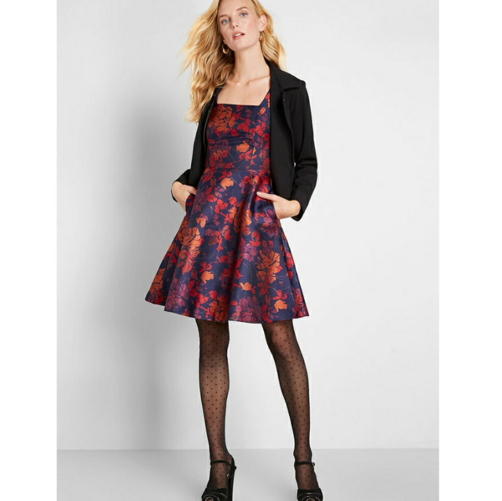 Modcloth RSVP Ready Sleeveless Dress Floral 14